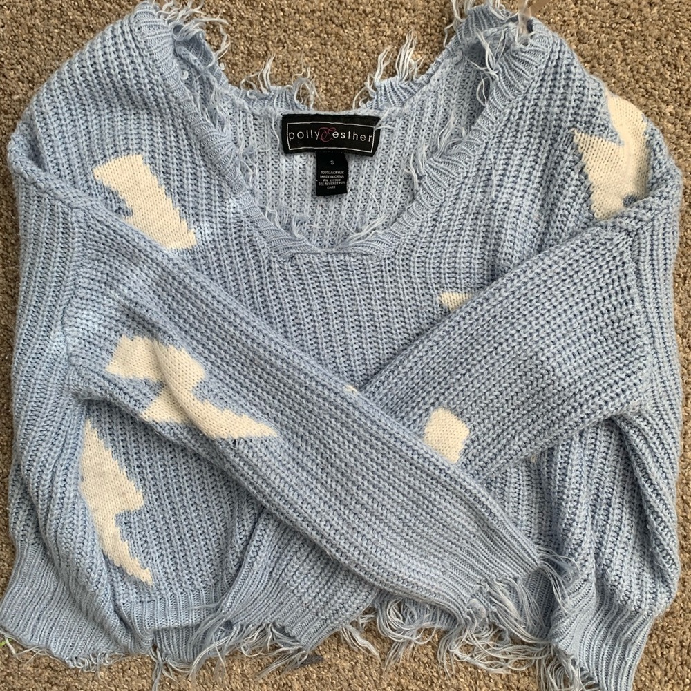 Womens Polly Esther oversize sweater blue size small